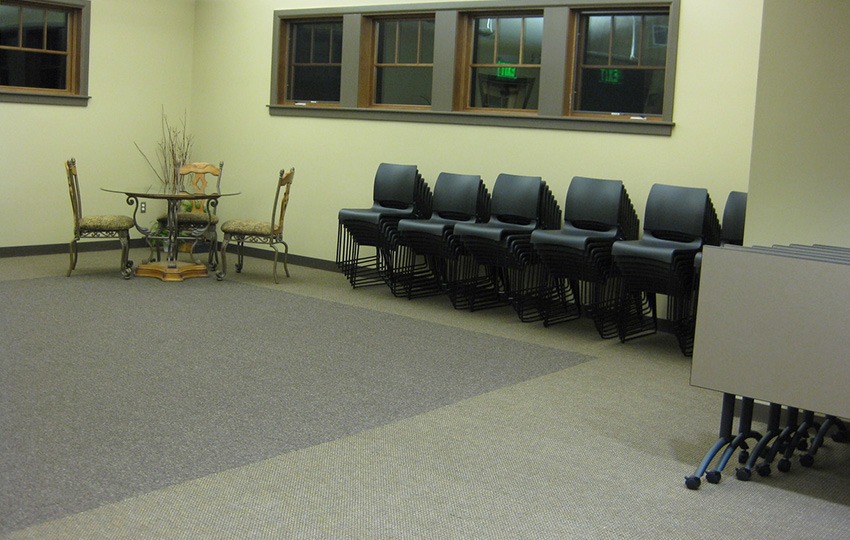 Tables and chairs in conference room